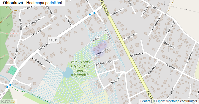 Oblouková - mapa podnikání