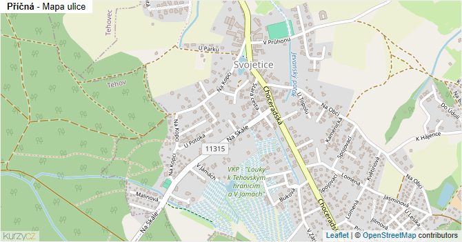Příčná - mapa ulice