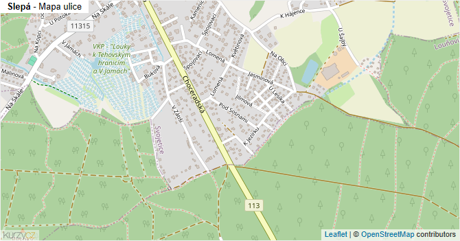 Slepá - mapa ulice