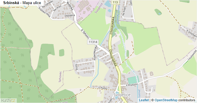 Srbínská - mapa ulice