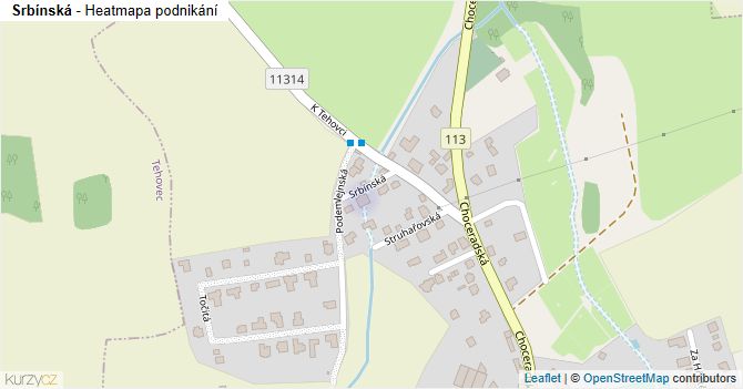 Srbínská - mapa podnikání