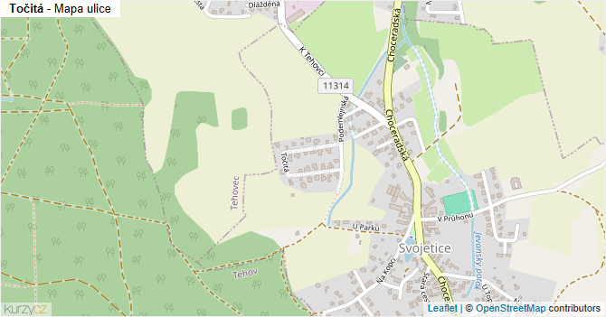 Točitá - mapa ulice