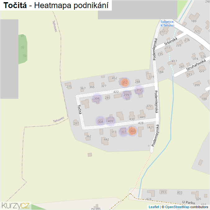 Mapa Točitá - Firmy v ulici.