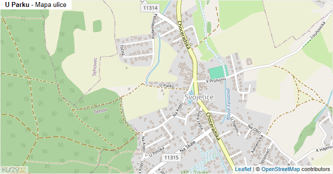 U Parku - mapa ulice