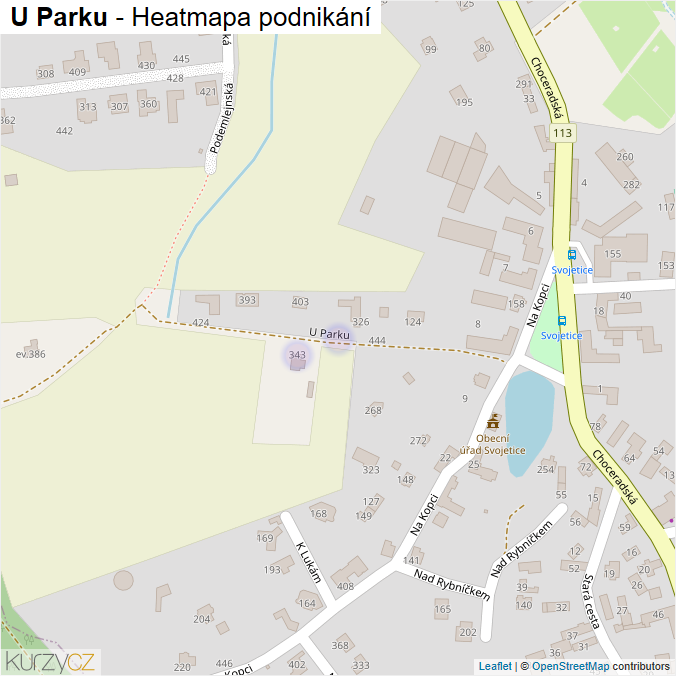 Mapa U Parku - Firmy v ulici.