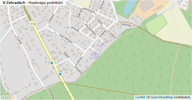 V Zahradách - mapa podnikání