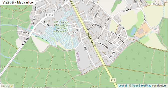 V Zátiší - mapa ulice