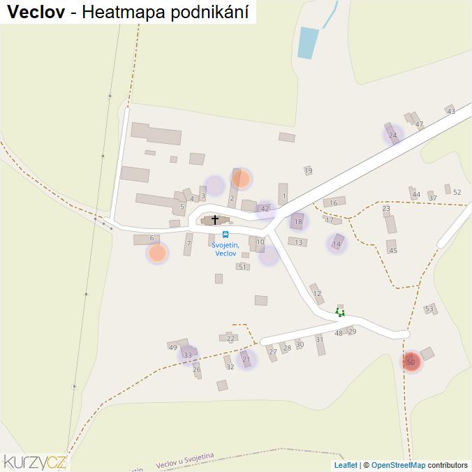 Mapa Veclov - Firmy v části obce.