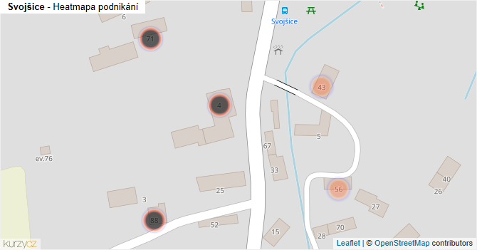 Svojšice - mapa podnikání