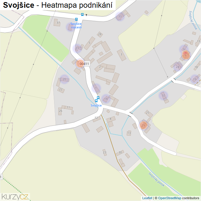 Mapa Svojšice - Firmy v části obce.
