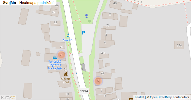 Svojšín - mapa podnikání