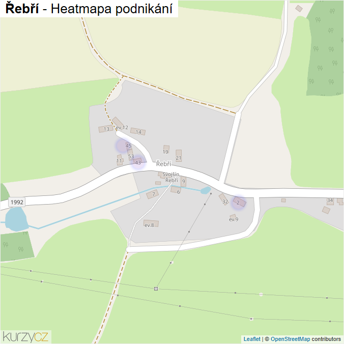 Mapa Řebří - Firmy v části obce.
