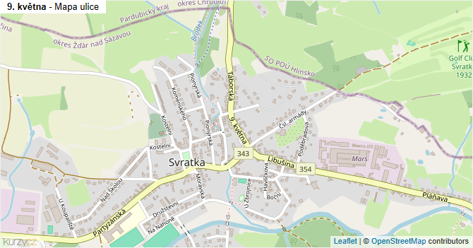 9. května - mapa ulice