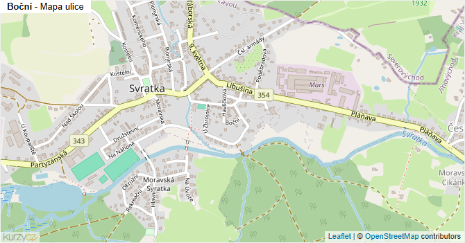 Boční - mapa ulice