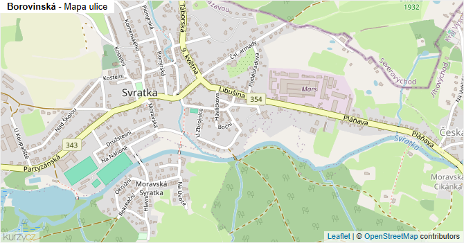 Borovinská - mapa ulice