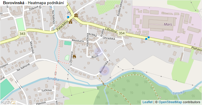 Borovinská - mapa podnikání
