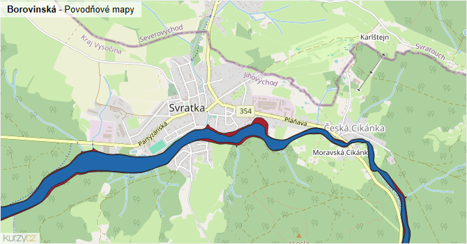 Borovinská - záplavové mapy stoleté vody