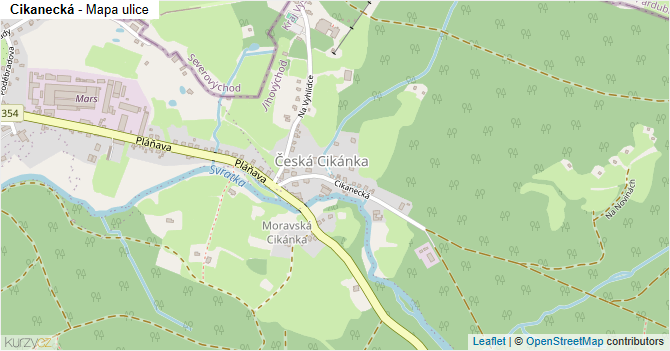 Cikanecká - mapa ulice