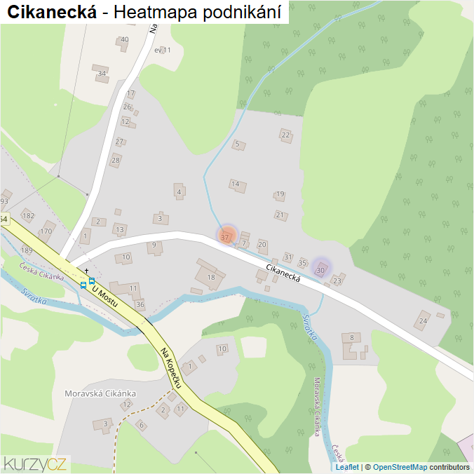 Mapa Cikanecká - Firmy v ulici.