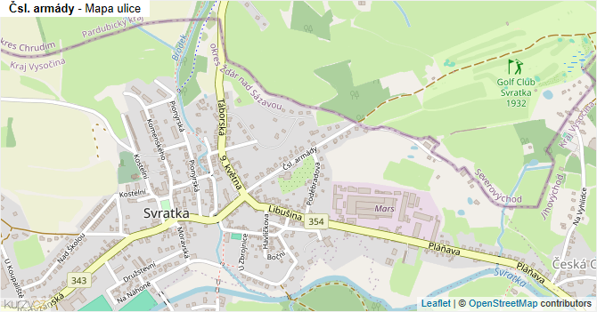 Čsl. armády - mapa ulice
