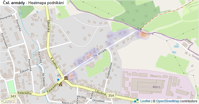 Čsl. armády - mapa podnikání
