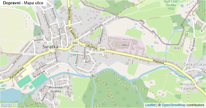 Dopravní - mapa ulice