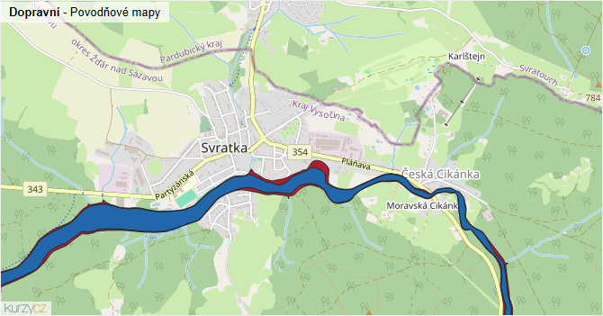 Dopravní - záplavové mapy stoleté vody