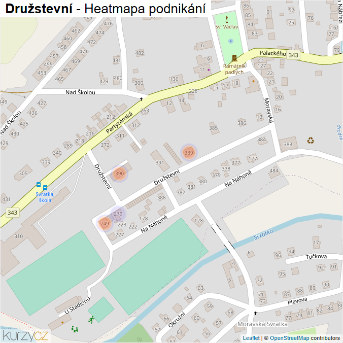 Mapa Družstevní - Firmy v ulici.
