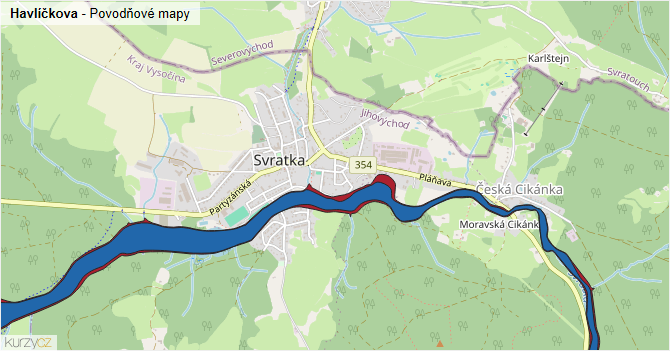 Havlíčkova - záplavové mapy stoleté vody