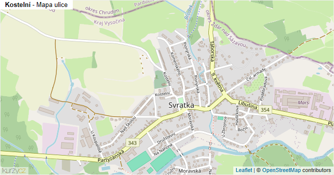 Kostelní - mapa ulice