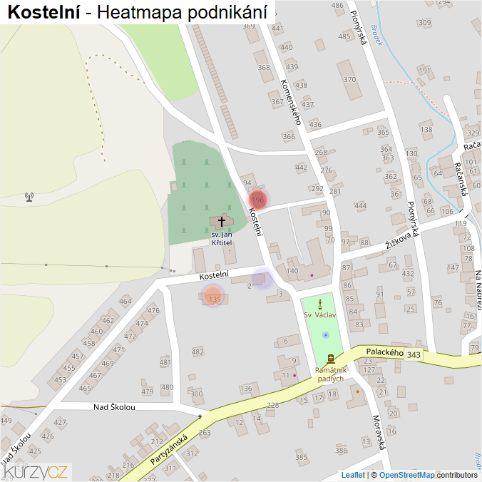 Mapa Kostelní - Firmy v ulici.