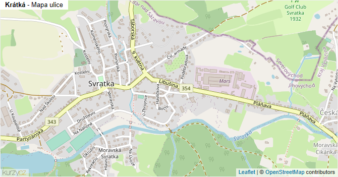 Krátká - mapa ulice