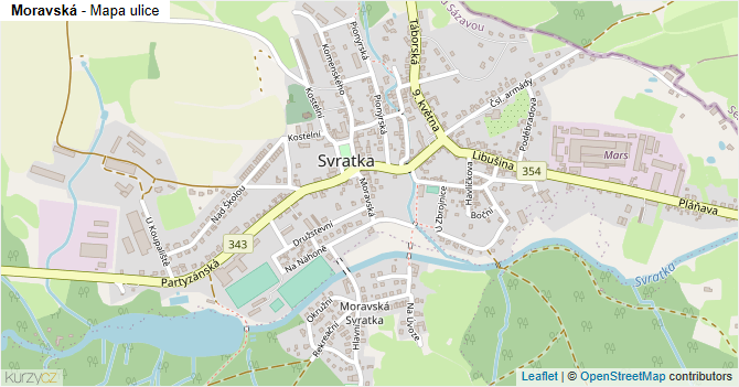 Moravská - mapa ulice
