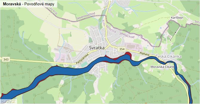 Moravská - záplavové mapy stoleté vody