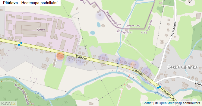 Pláňava - mapa podnikání