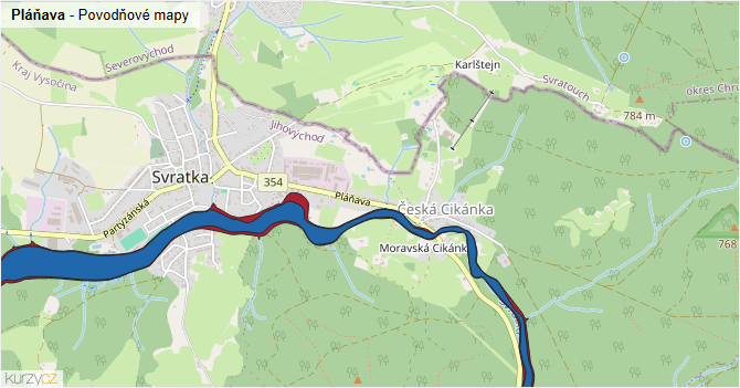 Pláňava - záplavové mapy stoleté vody