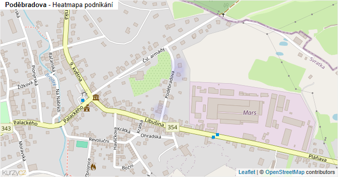 Poděbradova - mapa podnikání