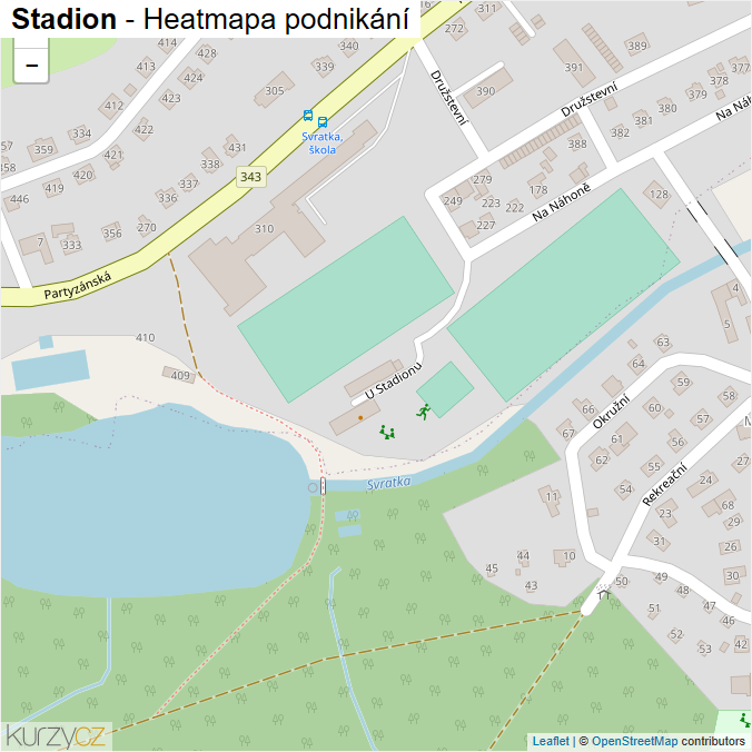 Mapa Stadion - Firmy v ulici.