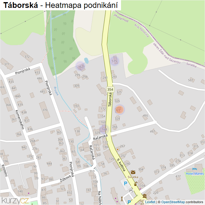 Mapa Táborská - Firmy v ulici.