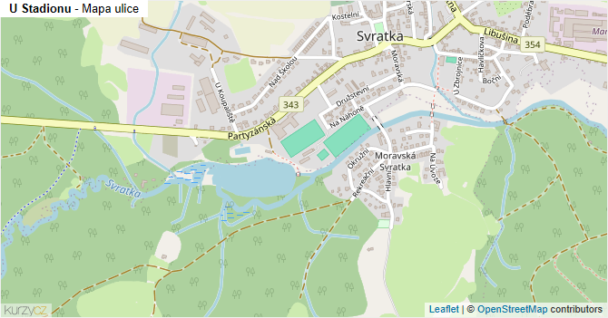 U Stadionu - mapa ulice