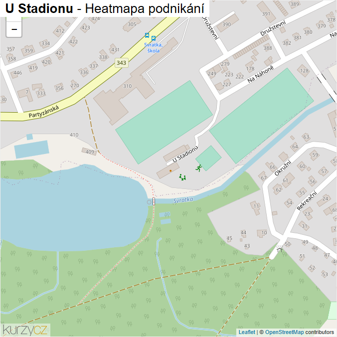 Mapa U Stadionu - Firmy v ulici.
