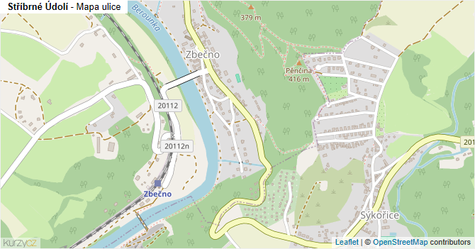 Stříbrné Údolí - mapa ulice