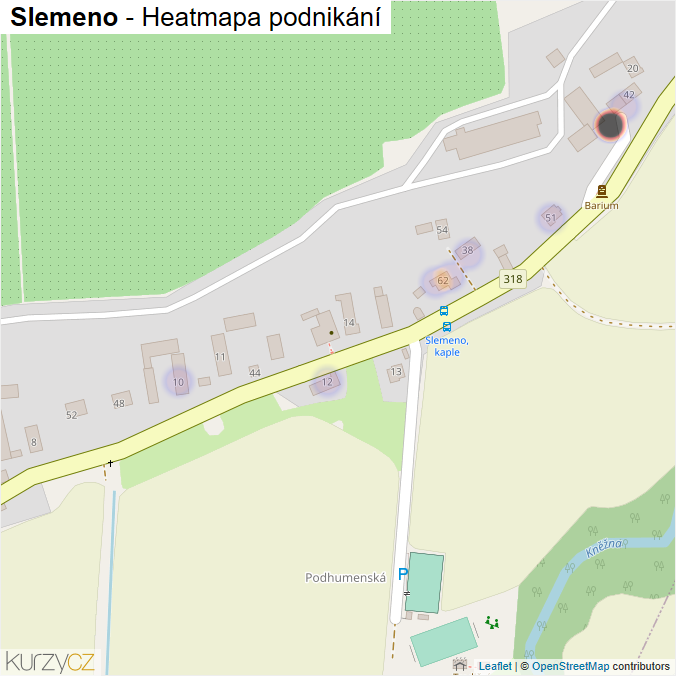 Mapa Slemeno - Firmy v části obce.
