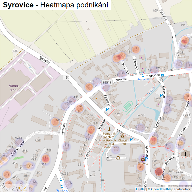 Mapa Syrovice - Firmy v obci.