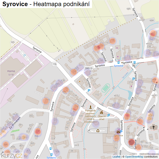 Mapa Syrovice - Firmy v části obce.