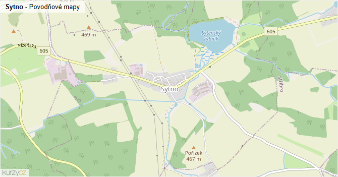 Sytno - záplavové mapy stoleté vody