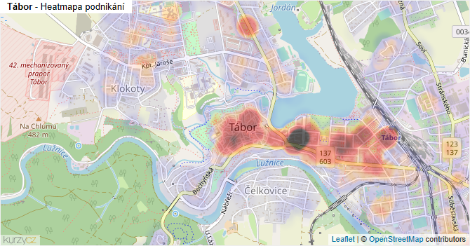 Tábor - mapa podnikání
