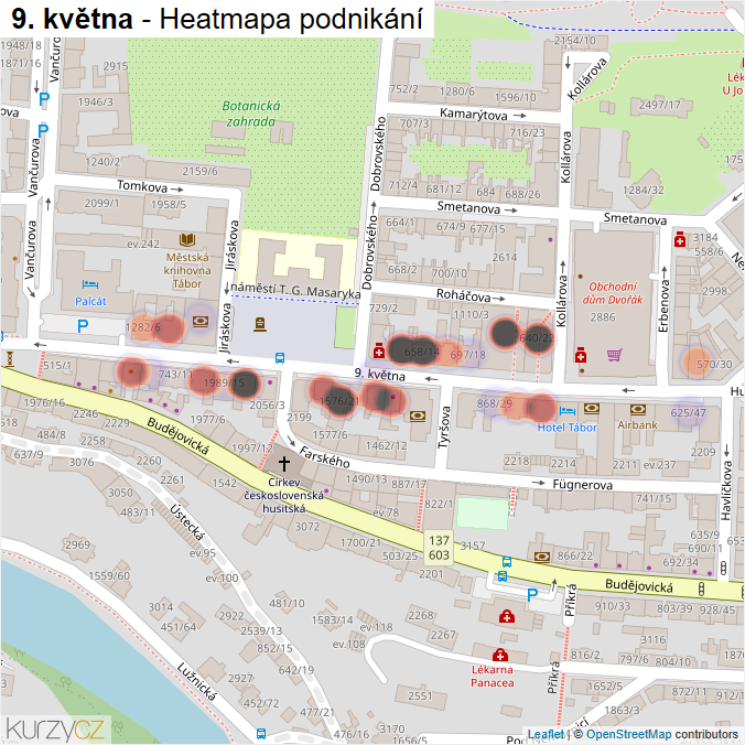 Mapa 9. května - Firmy v ulici.