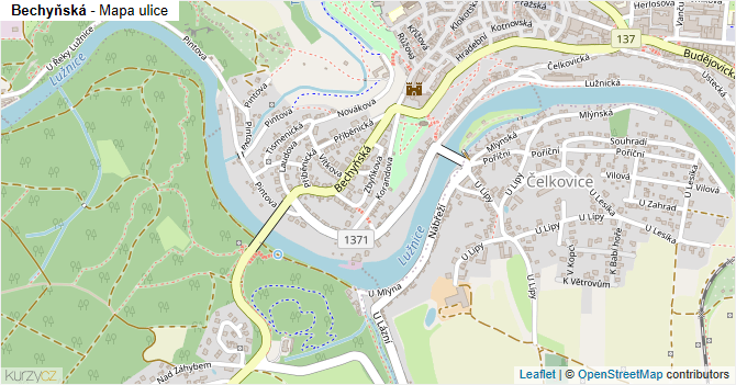 Bechyňská - mapa ulice