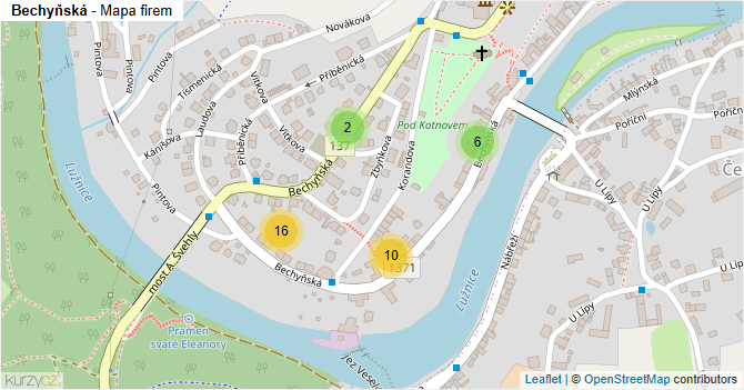 Bechyňská - mapa firem